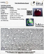 13.58/CT Natural Mozambique Ruby with Govt. Lab Certificate-RUBY9X